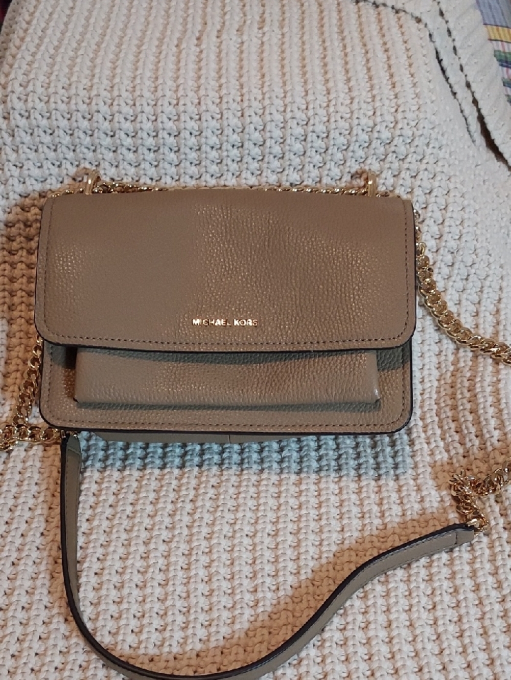 Michael Kors Claire Small Pebbled Leather Convertible Shoulder In Taupe